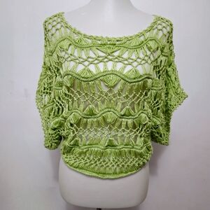 Buckle Romeo & Juliette Couture Lime Dolman Macrame Crochet Sweater Size Small